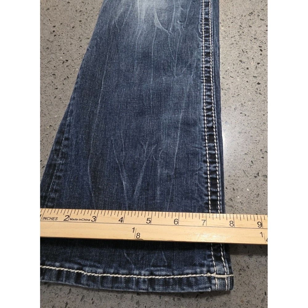 Girls Miss Me Bootcut Jeans Size 14 Medium Wash Thick Stitch Embellished 24x28.5 - Picture 10 of 11